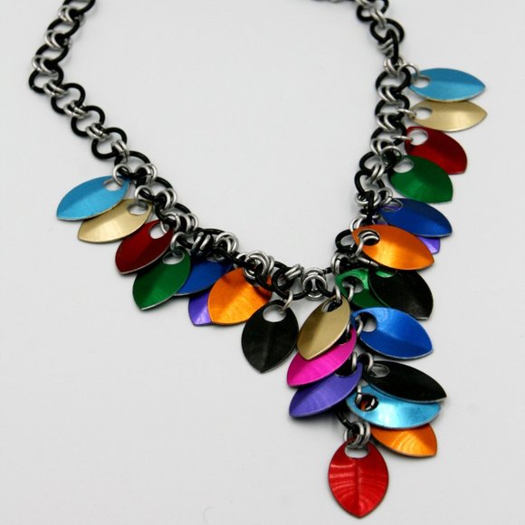 Handmade Multicolor Leaves Necklace - Picture 2 of 4